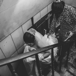 Canva Grayscale Photography Of Bride On Stair